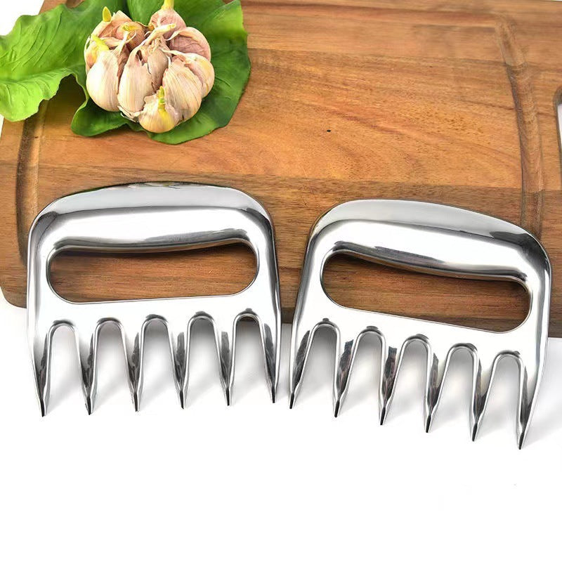Meat Shredding Claws Stainless Steel Pulled Pork Shredder Bbq Pulling Handing Lifting Serving Turkey Chicken Long Wood Handle 2 Pcs