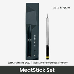 The MeatStick Set: Wireless Meat Thermometer & Charger - 33 ft Range