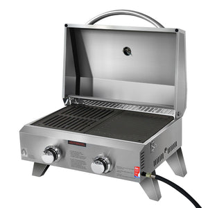Grillz Portable Gas BBQ LPG Oven Camping Cooker Grill 2 Burners Stove Outdoor - Camping Australia