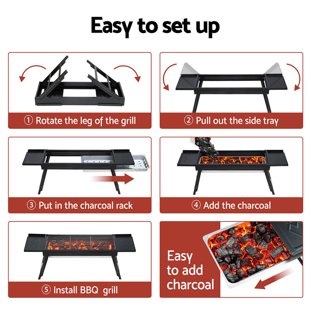 Grillz Charcoal BBQ Grill Smoker Portable Barbecue Outdoor Foldable Camping – view 6