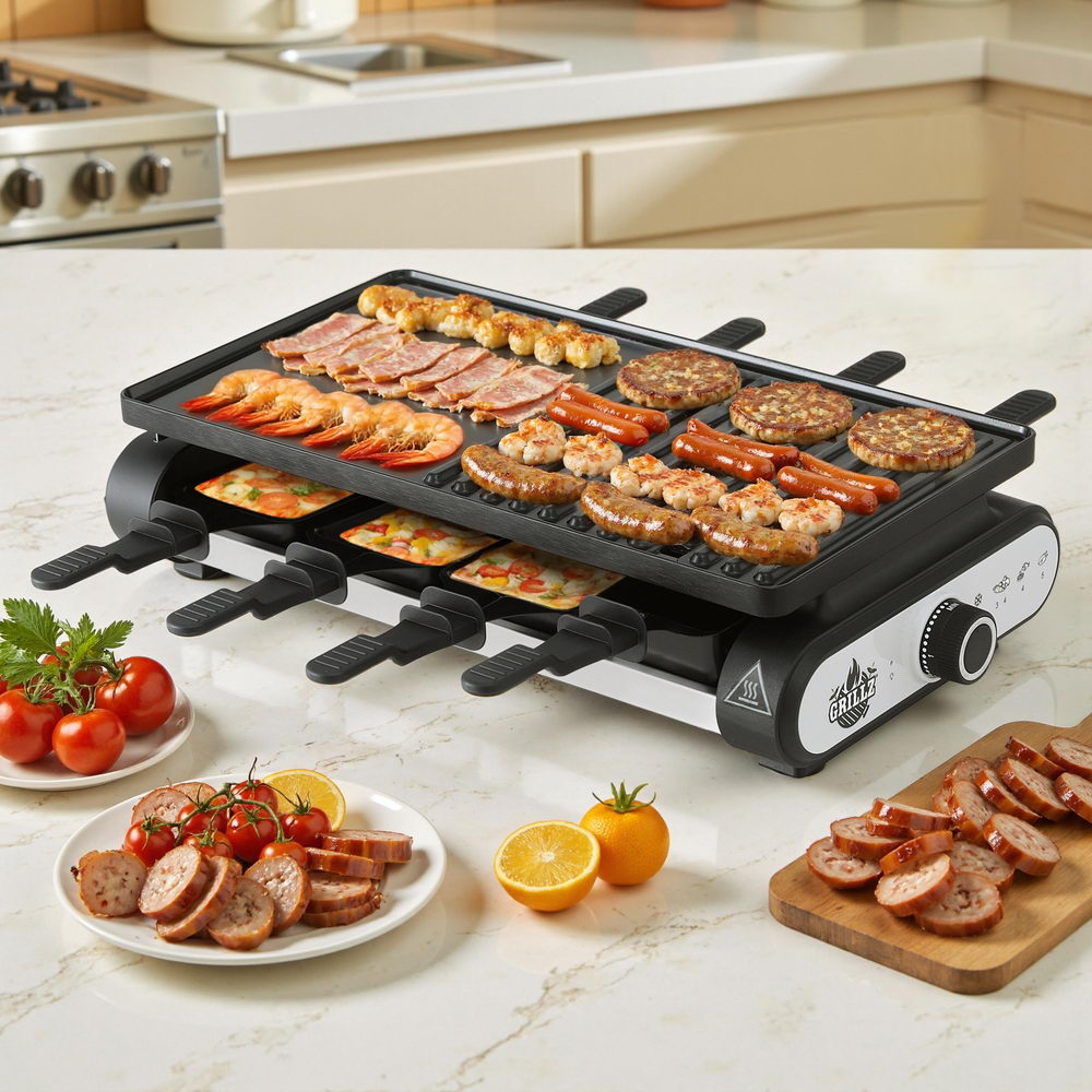 Grillz 1400W Electric Tabletop Grill with 7 Pans