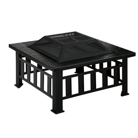 2-in-1 Fire Pit Table and BBQ Grill, Stone Look