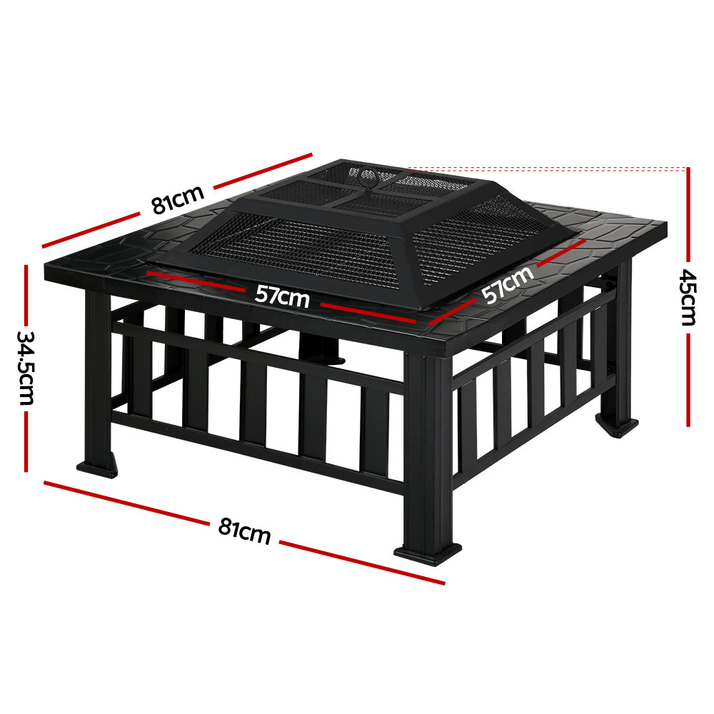Grillz 2-in-1 Fire Pit Table and BBQ Grill - Stone Look