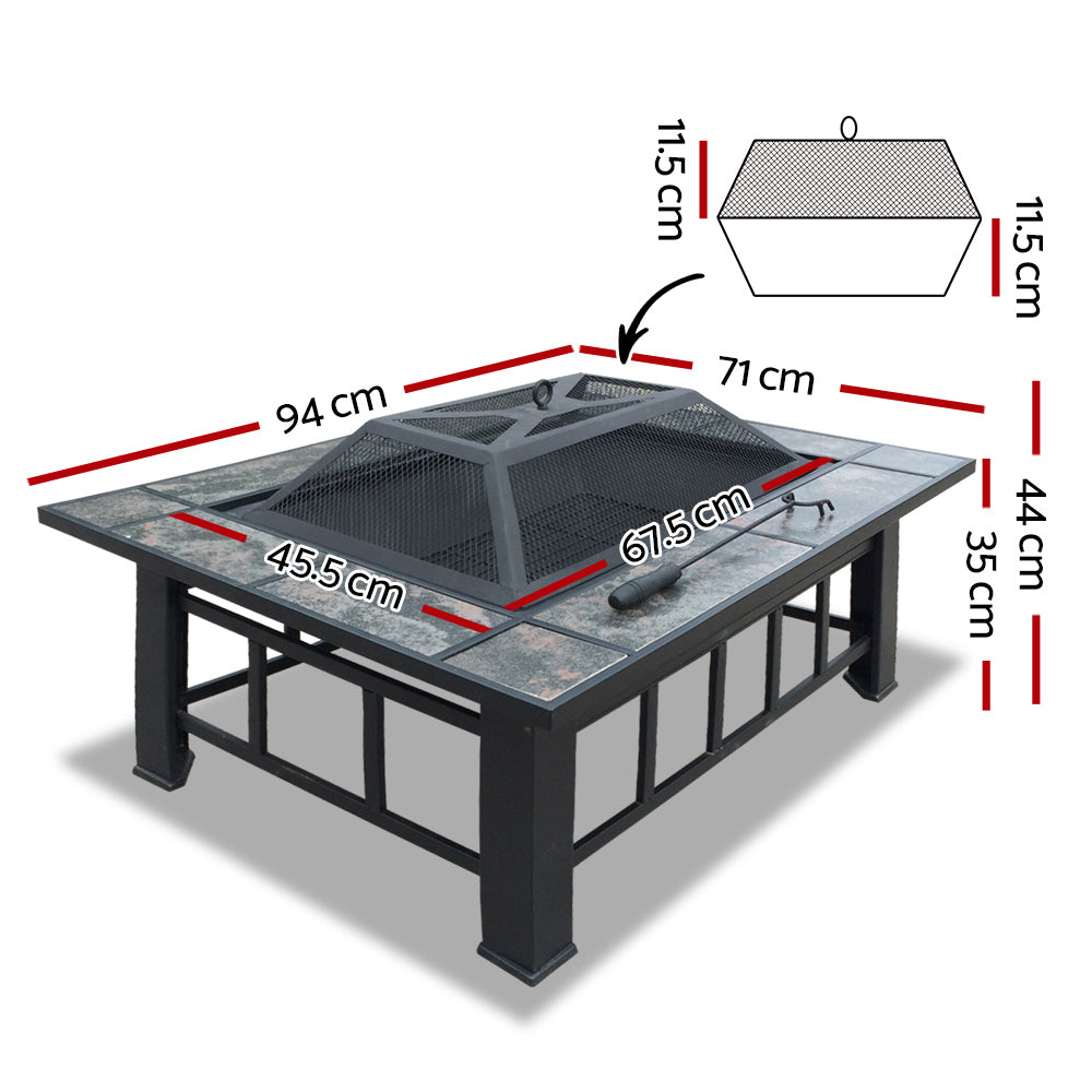 Grillz 3-in-1 Fire Pit Table with BBQ Grill and Ice Bucket