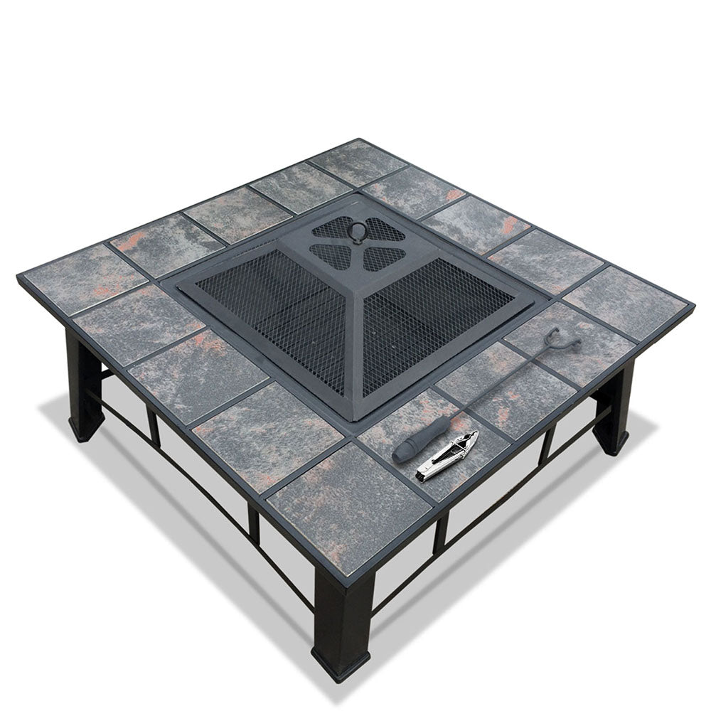 Grillz 4-in-1 Fire Pit Table with BBQ Grill and Ice Bucket