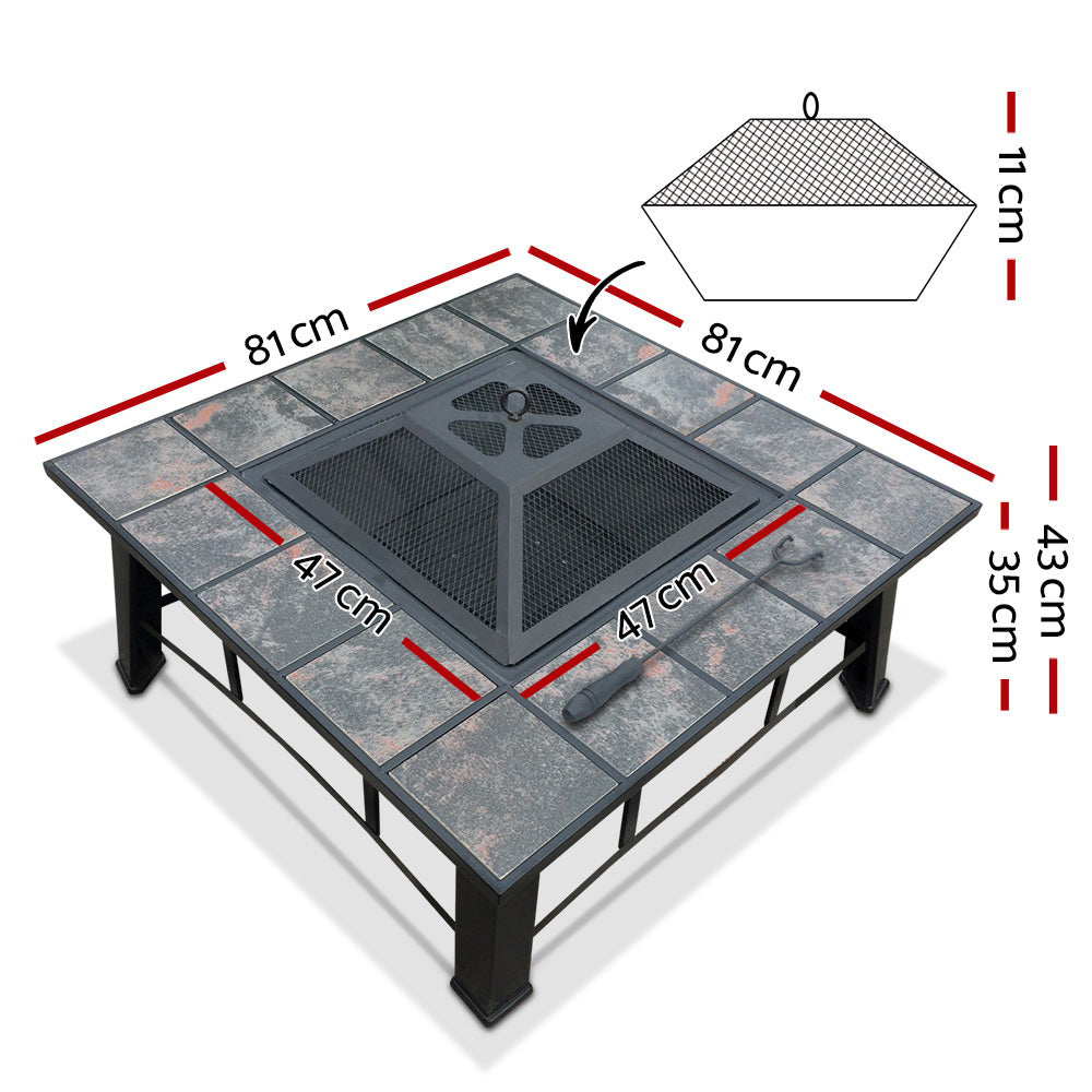 Grillz 4-in-1 Fire Pit Table with BBQ Grill and Ice Bucket