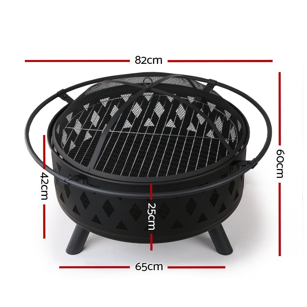 Grillz 82cm Fire Pit BBQ Grill