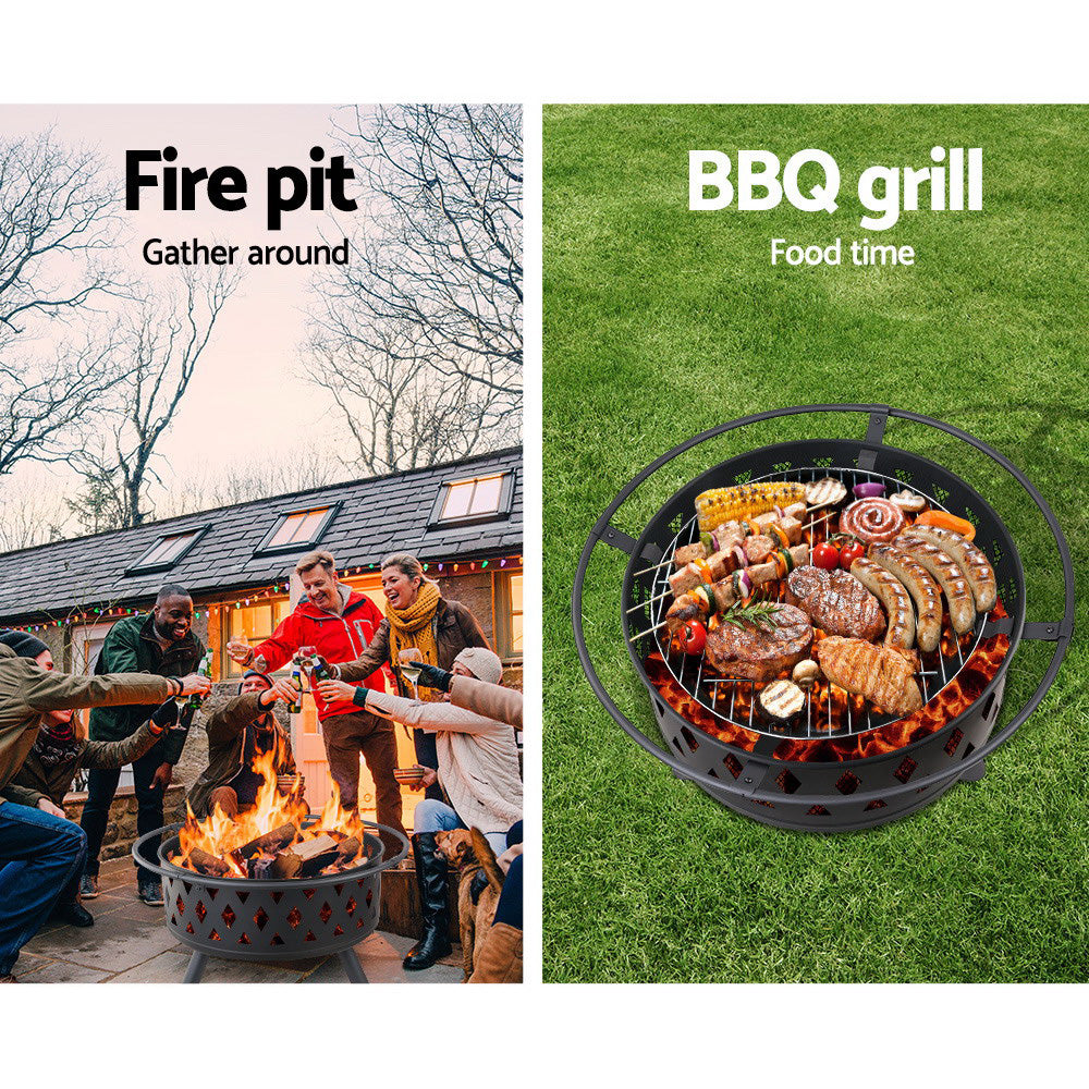 Grillz 82cm Fire Pit BBQ Grill