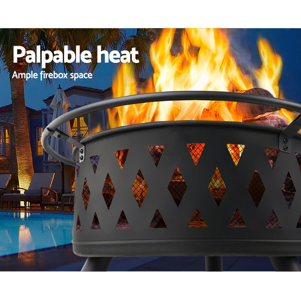 Grillz 82cm Fire Pit BBQ Grill