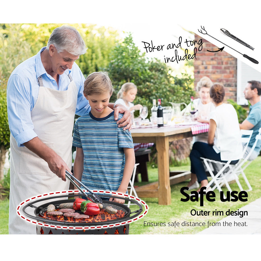 Grillz 82cm Fire Pit BBQ Grill