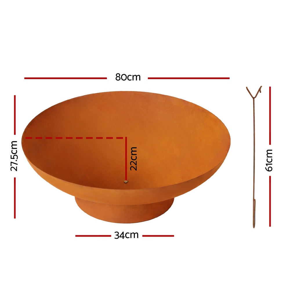 Grillz 80cm Iron Fire Pit Bowl