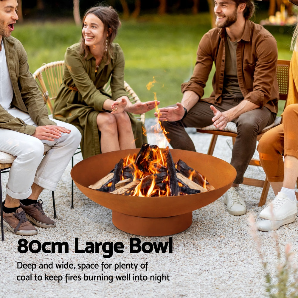 Grillz 80cm Iron Fire Pit Bowl