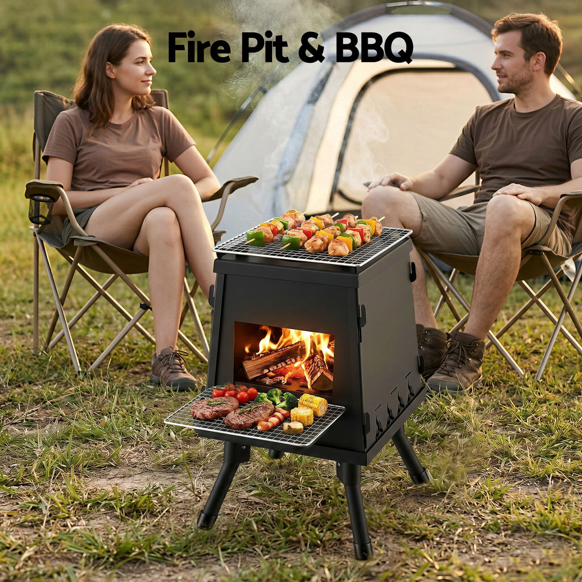 Grillz Portable Fire Pit Stove and BBQ