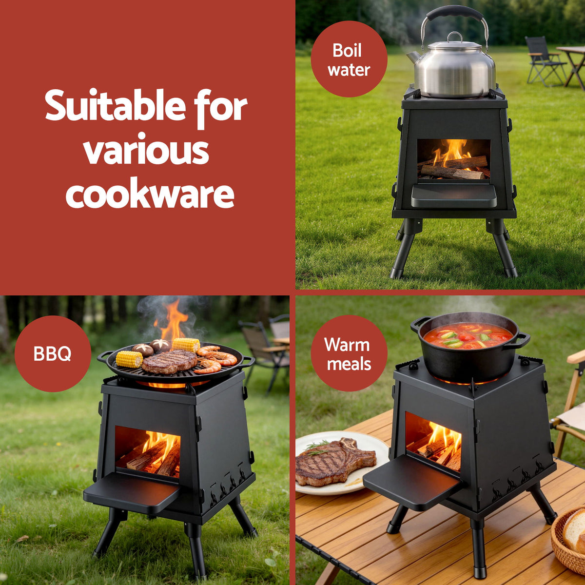Grillz Portable Fire Pit Stove and BBQ