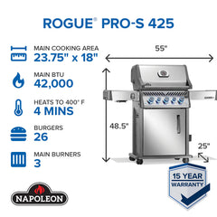 Napoleon Rogue PRO-S 425 RSIB with Infrared Side and Rear Burner