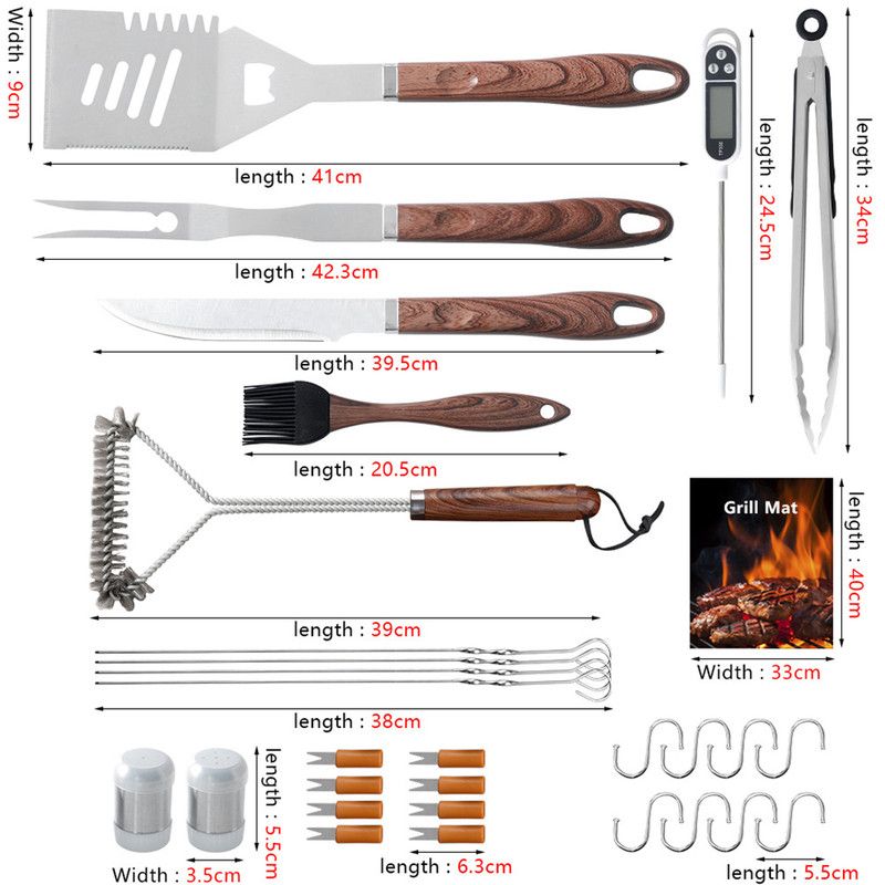 31 Piece Stainless Steel BBQ Tool Set with Carry Bag
