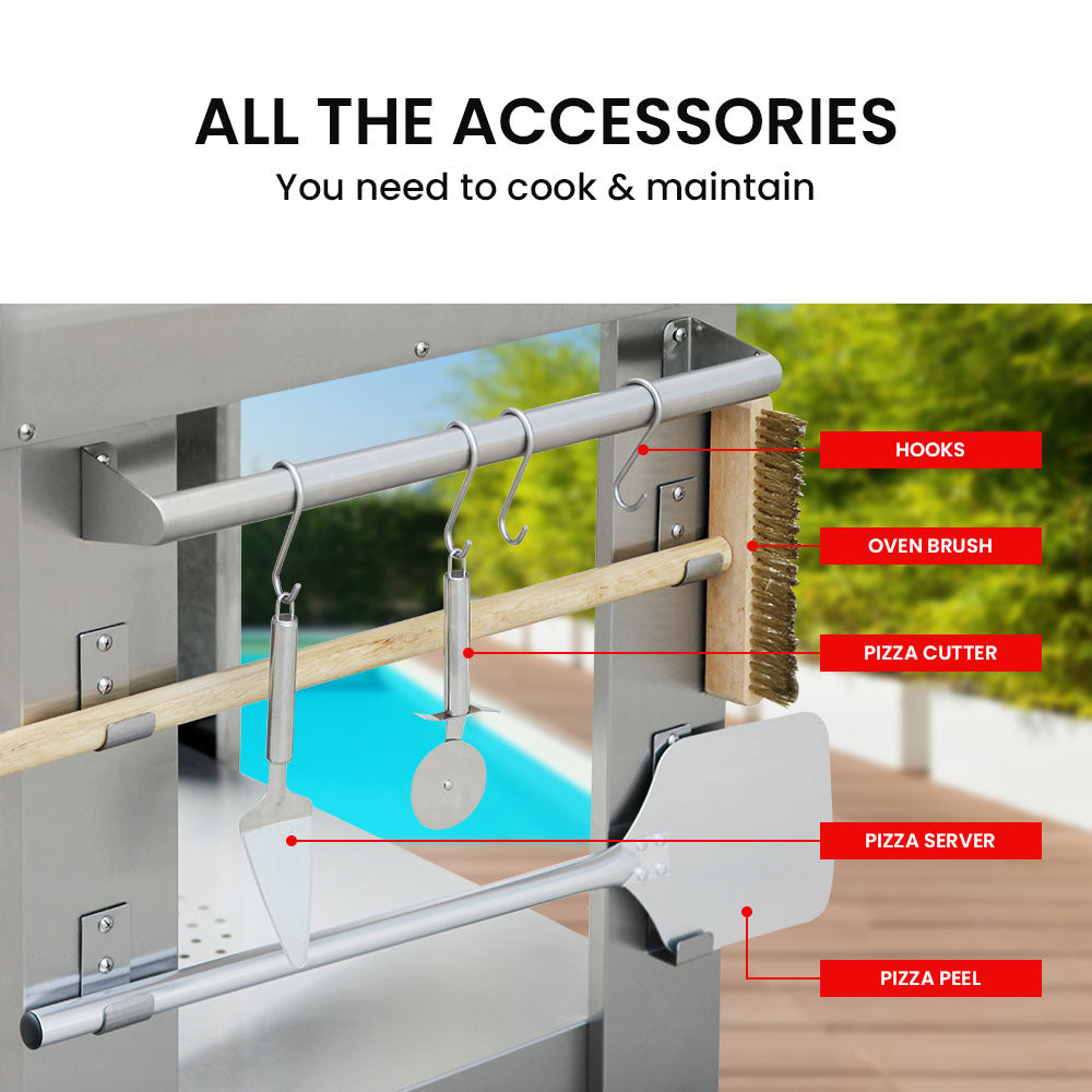 EuroGrille Outdoor Pizza Oven Stainless Steel Portable Pizza Maker Cooker Wood Charcoal Fired – view 4