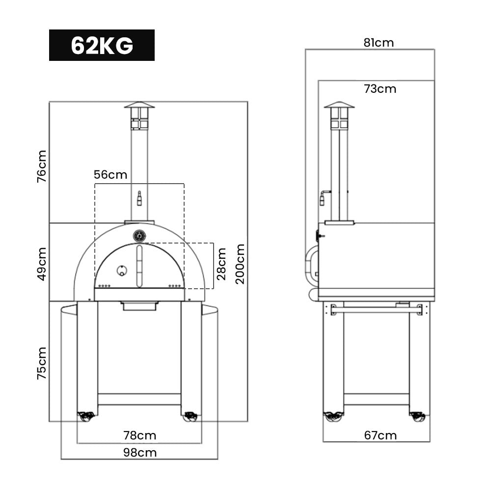 EuroGrille Outdoor Pizza Oven Stainless Steel Portable Pizza Maker Cooker Wood Charcoal Fired – view 6