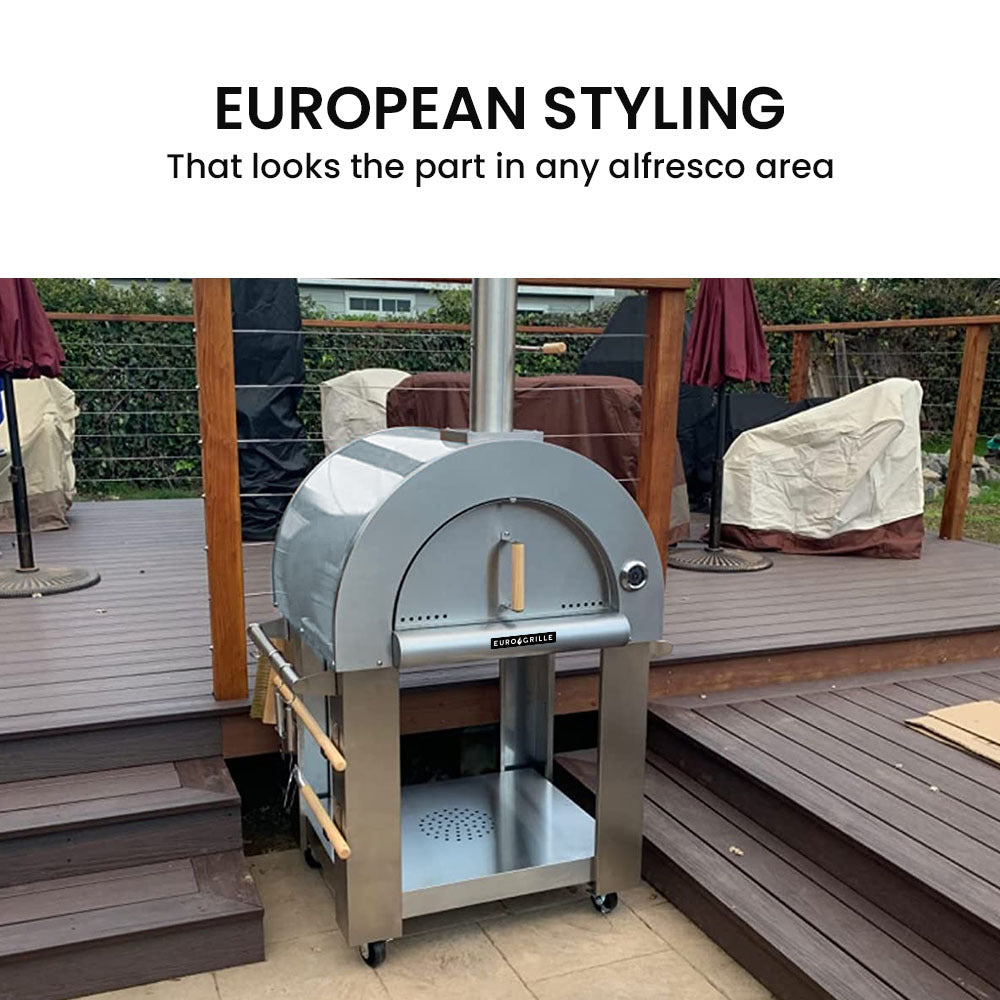 EuroGrille Outdoor Pizza Oven Stainless Steel Portable Pizza Maker Cooker Wood Charcoal Fired – view 9