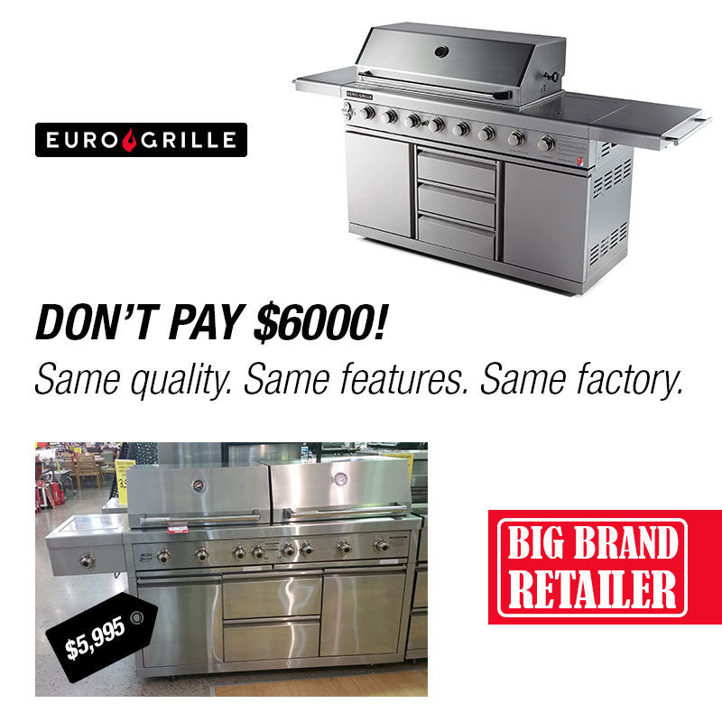 EuroGrille 8 Burner Outdoor BBQ Grill Barbeque Gas Stainless Steel Kitchen Commercial – view 3