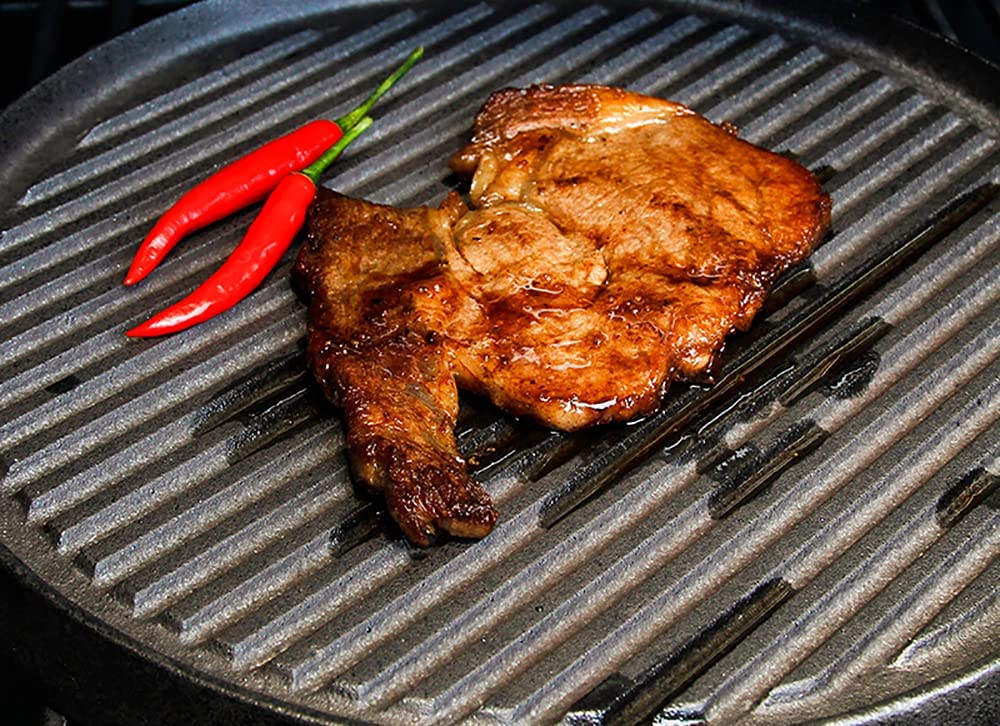 Grill Plate For Bbq 30cm Round Cast Iron Griddle Plate, BBQ Pan