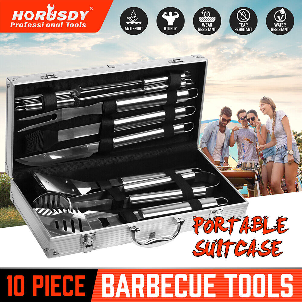 10Pcs BBQ Tool Set Stainless Steel Outdoor Barbecue Aluminium Grill Cook kitchen – view 2