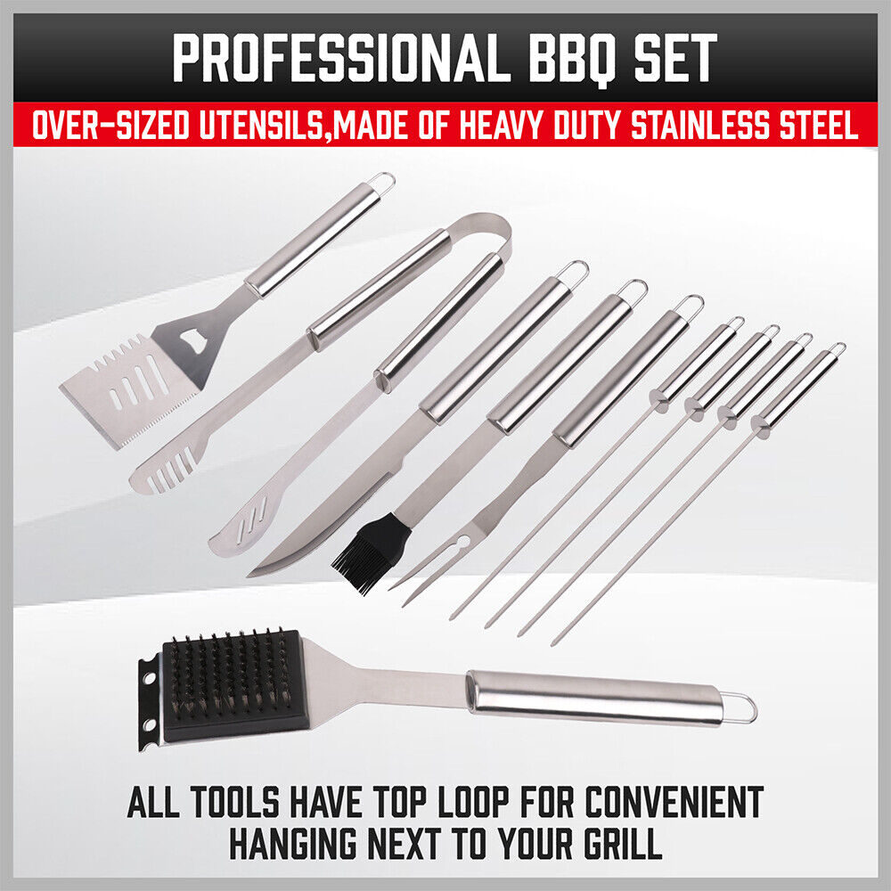 10Pcs BBQ Tool Set Stainless Steel Outdoor Barbecue Aluminium Grill Cook kitchen – view 6
