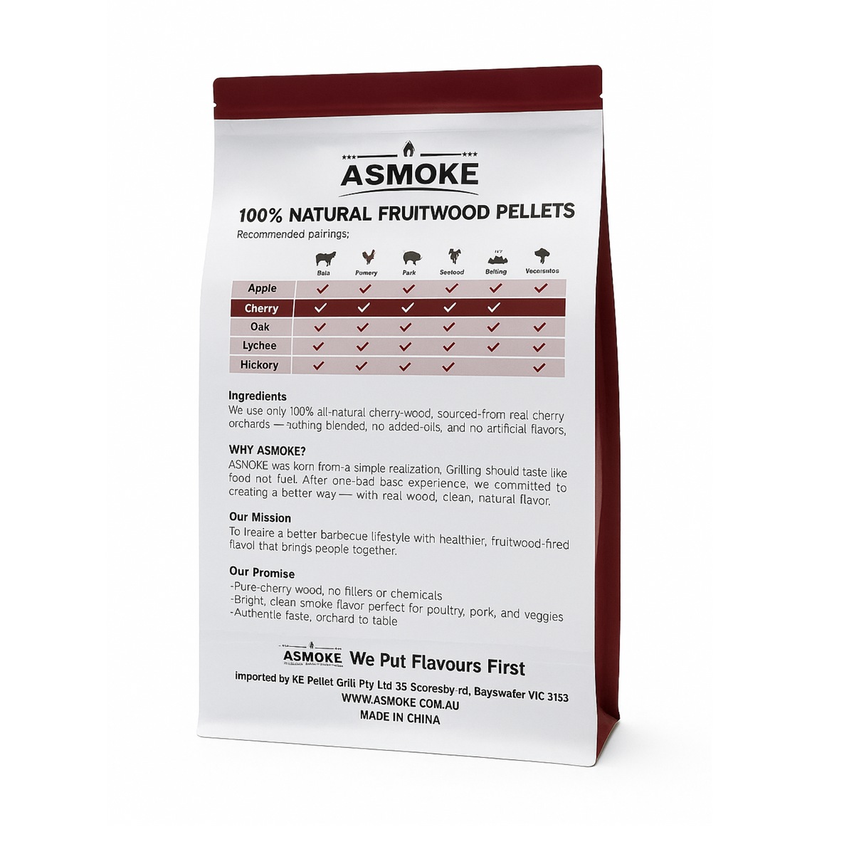 Asmoke 100% Cherry Wood Pellets 9kg