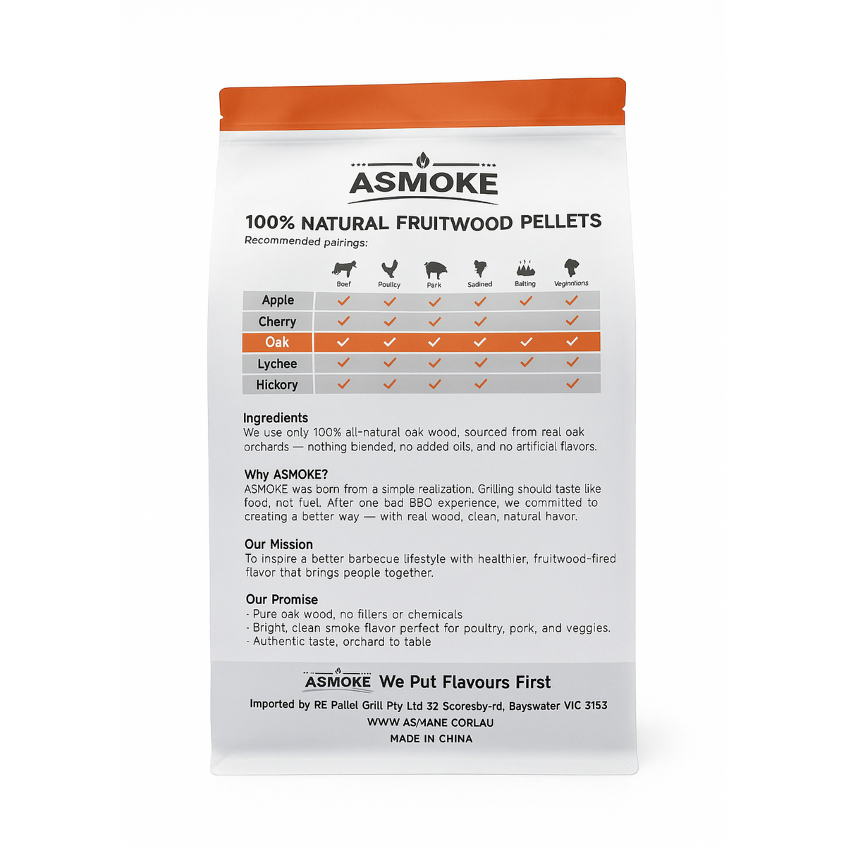 Asmoke 100% Oak Wood Pellets 9kg