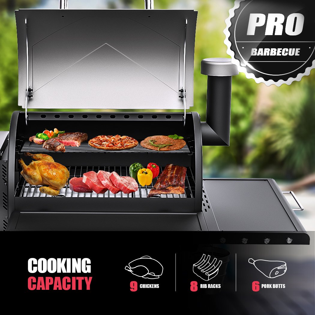 Side view of the Ultimate Pellet Grill highlighting the digital dial-in controller for precise temperature management