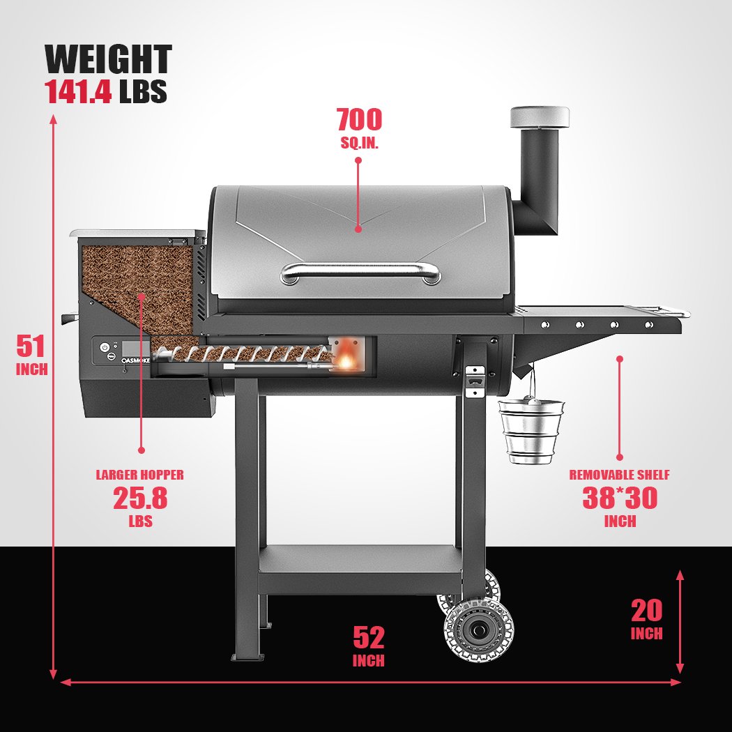 Illustration of the large 700 sq. in. cooking space, featuring a main rack and insulation rack for flexible grilling options.