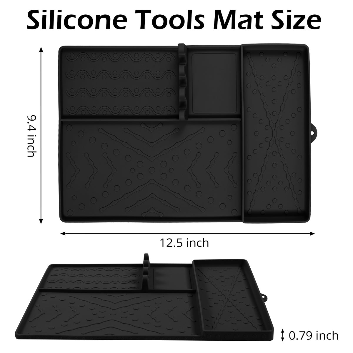 Silicone Griddle Tool Mat with Bottle Slots - Black