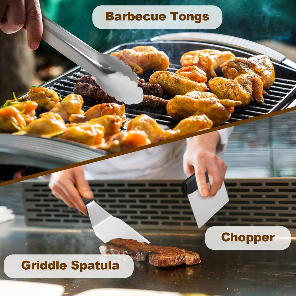 15 Piece Stainless Steel Griddle Tool Kit with Bag
