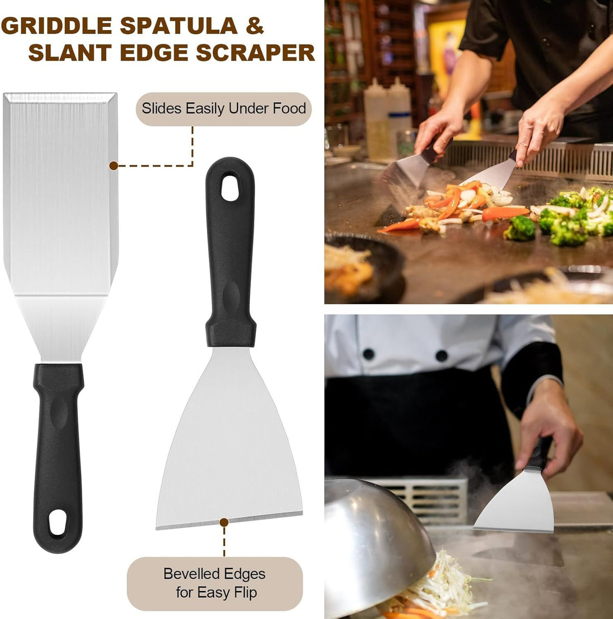 15 Piece Stainless Steel Griddle Tool Kit with Bag