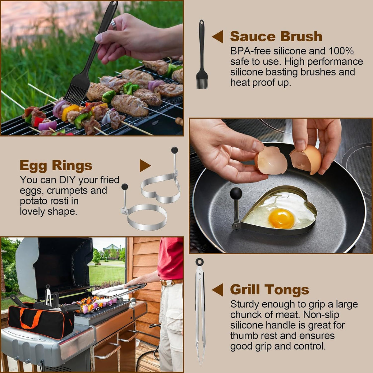 15 Piece Stainless Steel Griddle Tool Kit with Bag