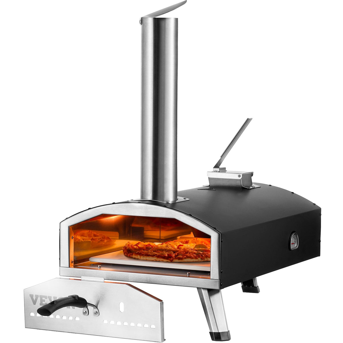 VEVOR Outdoor Pizza Oven, 12" Wood Fired Pizza Ovens, Pellet Pizza Stove with Thermometer, Portable Pizza Maker for Outside