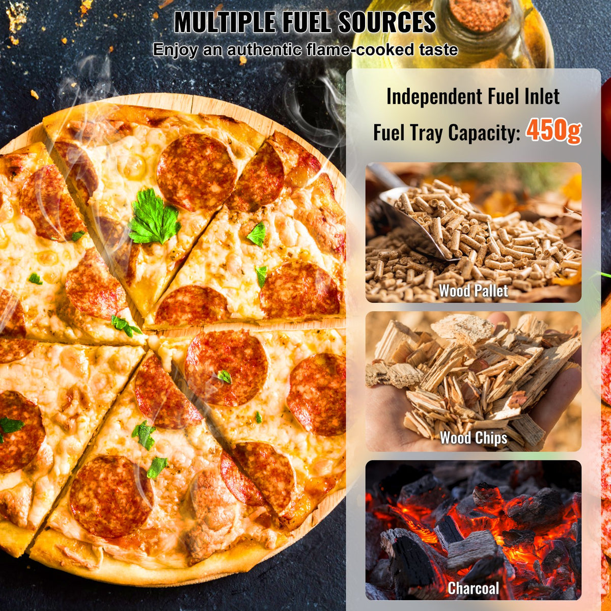 VEVOR Outdoor Pizza Oven, 12" Wood Fired Pizza Ovens, Pellet Pizza Stove with Thermometer, Portable Pizza Maker for – view 3