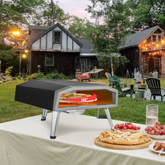 VEVOR Outdoor Pizza Oven, 406.4 mm, Gas Fired Pizza Maker, Portable Outside Stainless Steel Pizza Grill with 360 Rotatable Pizza Stone, Waterproof Cover, Peel, IR Thermometer, Gas Burner, CSA Listed