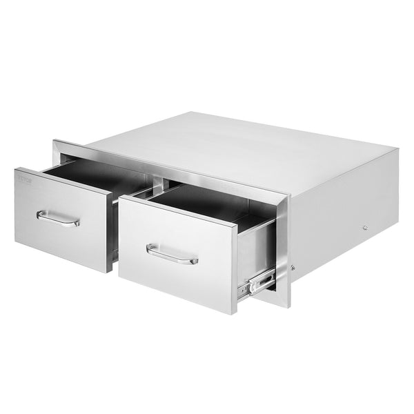VEVOR Outdoor Kitchen Drawers 30" W x 10" H x 20" D, Horizontal Double BBQ Access Drawers Stainless Steel with Handle, BBQ Island Drawers for Outdoor Kitchens or Patio Grill Station
