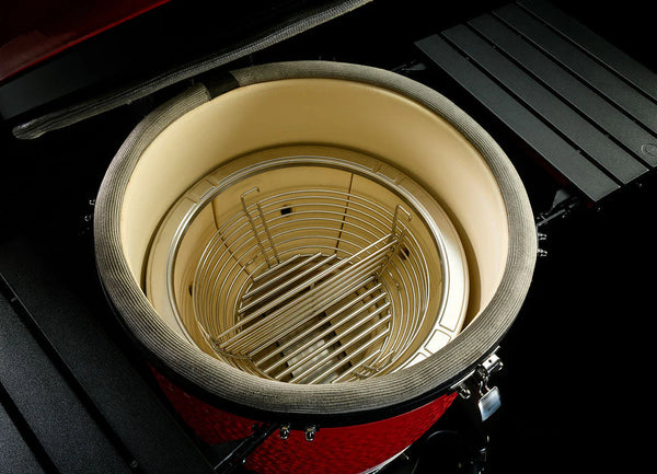 Kamado Joe Charcoal Basket in use, lifestyle setup for outdoor grilling, genuine accessory from Oz BBQ Australia