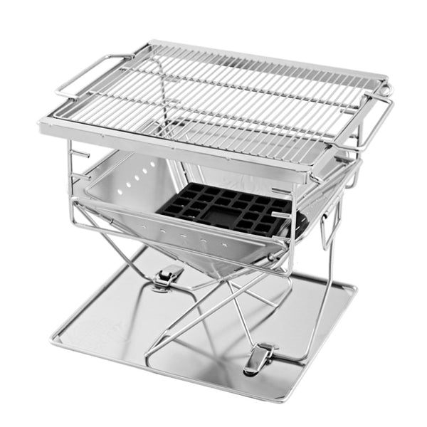 Grillz Camping Fire Pit BBQ Portable Folding Stainless Steel Stove Outdoor Pits - Camping Australia